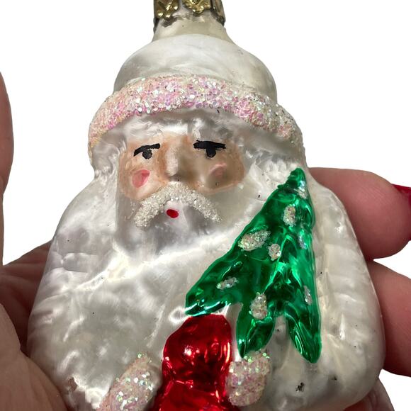 Vintage Inge Glas Ornament Father Frost White Santa Mercury Glass Germany 4096? - Picture 12 of 16